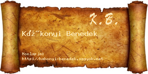 Kákonyi Benedek névjegykártya
